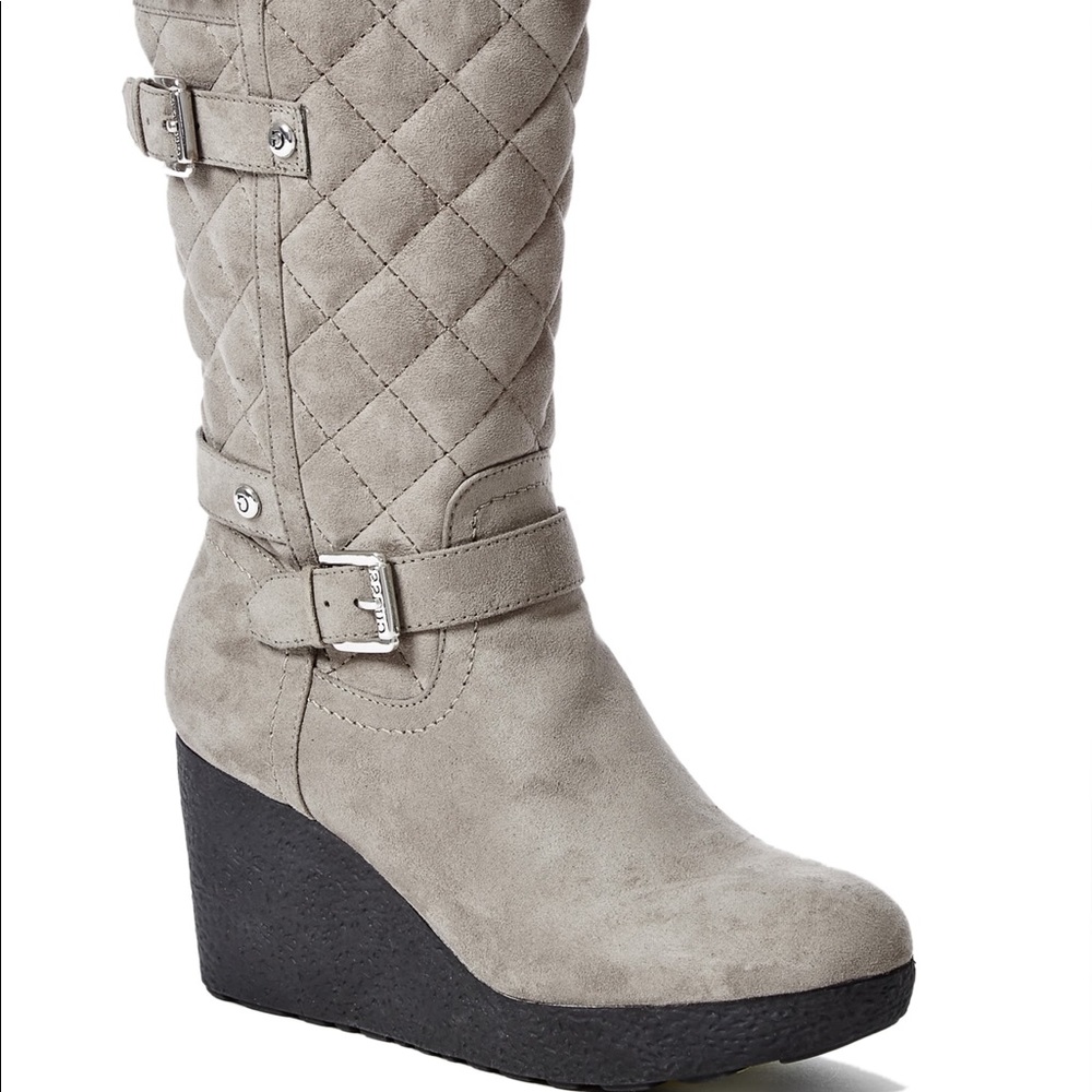 Guess Women Heidy Wedged Grey Boots Size 8